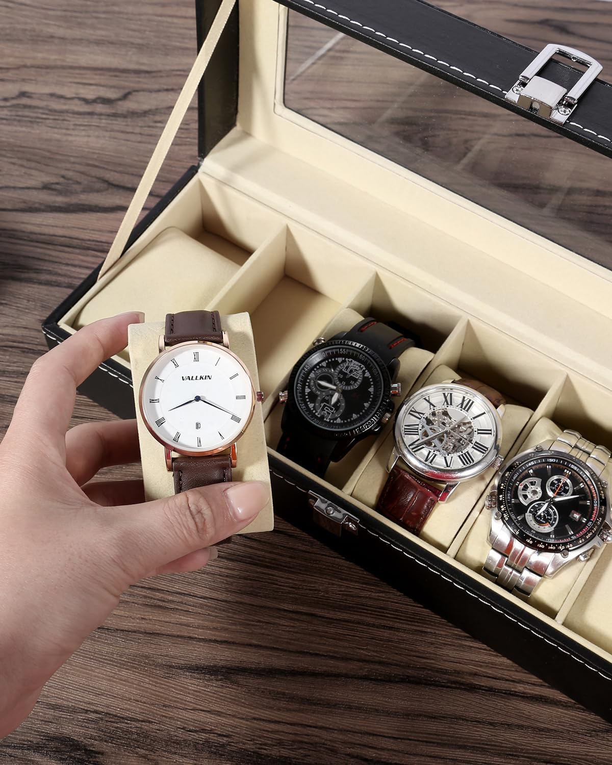 CADENZA - Boîte en Cuir Élégante pour Ranger 6 Montres