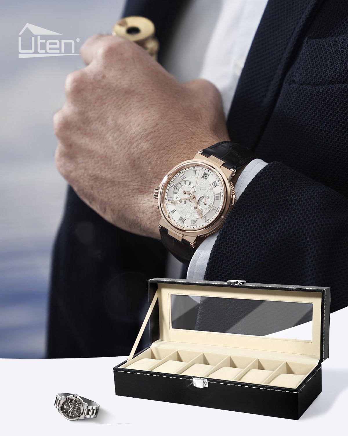 CADENZA - Boîte en Cuir Élégante pour Ranger 6 Montres