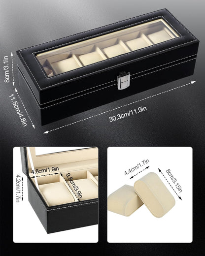 CADENZA - Boîte en Cuir Élégante pour Ranger 6 Montres